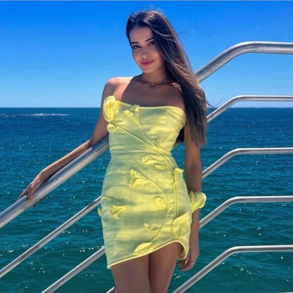 ZIMMERMANN Matchmaker strapless appliquéd linen mini dress US 4 - Picture 2 of 10